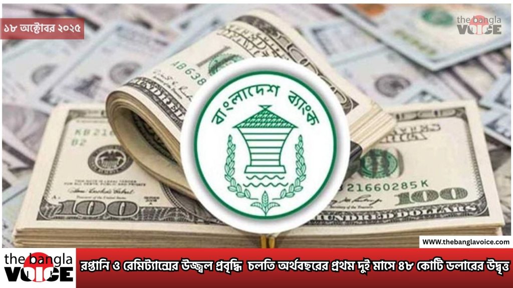 রপ্তানি ও রেমিট্যান্সের উজ্জ্বল প্রবৃদ্ধি: চলতি অর্থবছরের প্রথম দুই মাসে ৪৮ কোটি ডলারের উদ্বৃত্ত