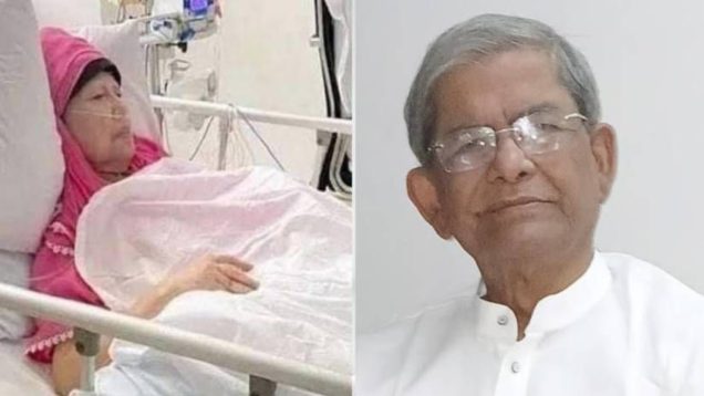 গভীর রাতে খালেদা জিয়া কে দেখতে হাসপাতালে মির্জা ফখরুল