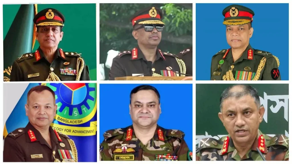 সেনাবাহিনীর শীর্ষ পর্যায়ে বড় রদবদল, ছয় কর্মকর্তার নতুন দায়িত্ব